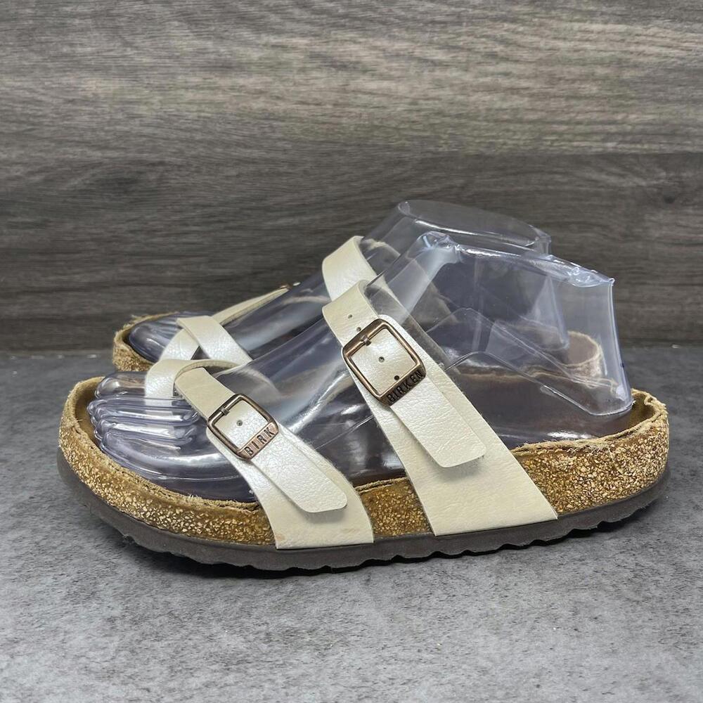Birkenstock Mayari Sandals Womens Size 6 (37) White Leather Toe Ring Slip On